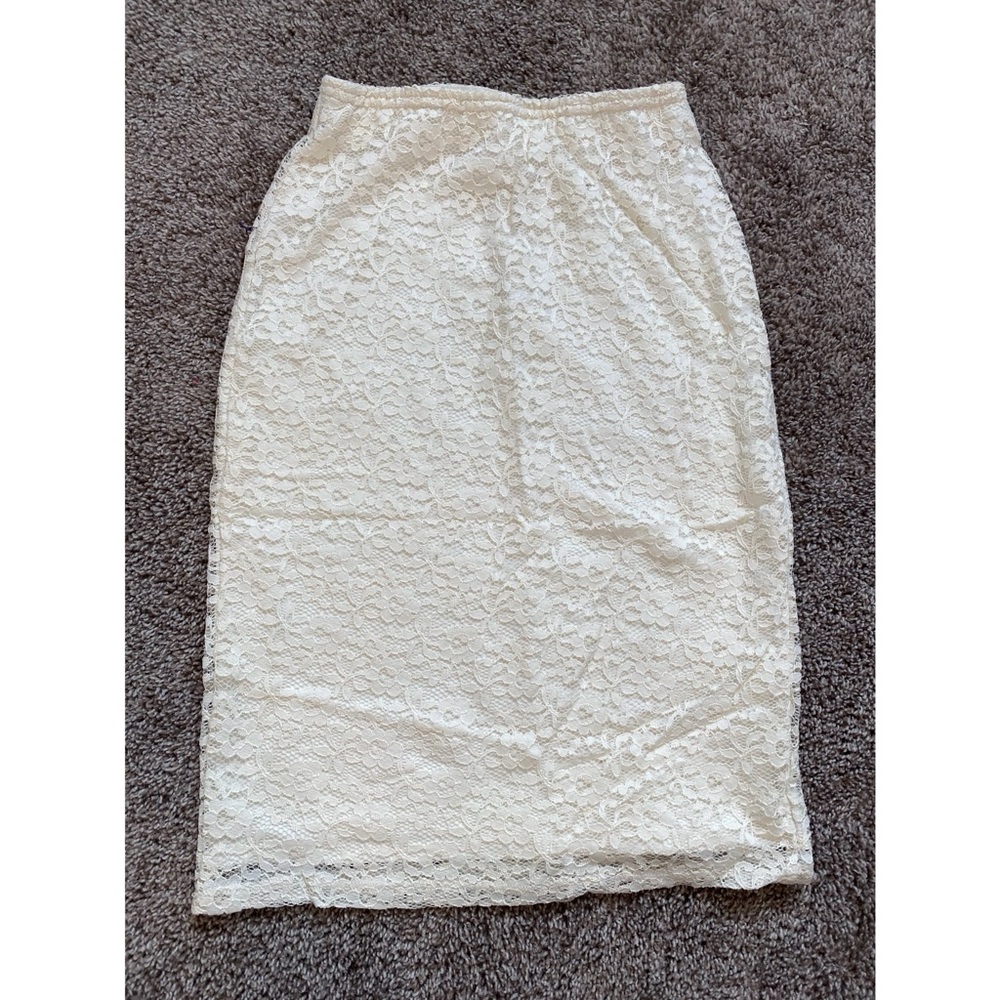 Lace pencil skirt Abercrombie & Fitch white/cream